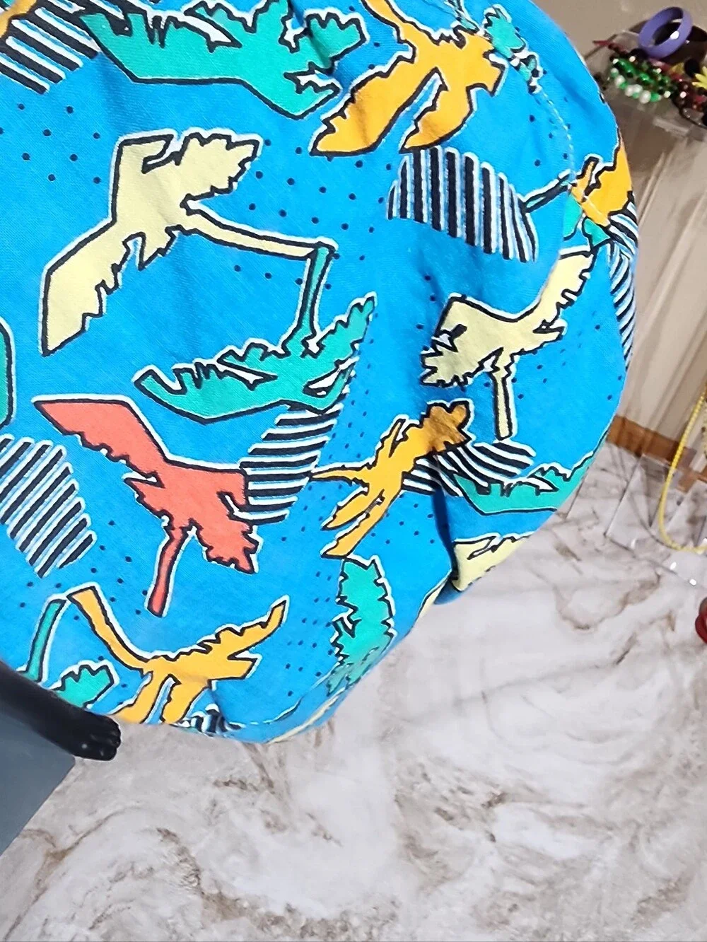 Vintage Tropical Novelty Print Newsboy Cap Blue Island Hat - Picture 6 of 7